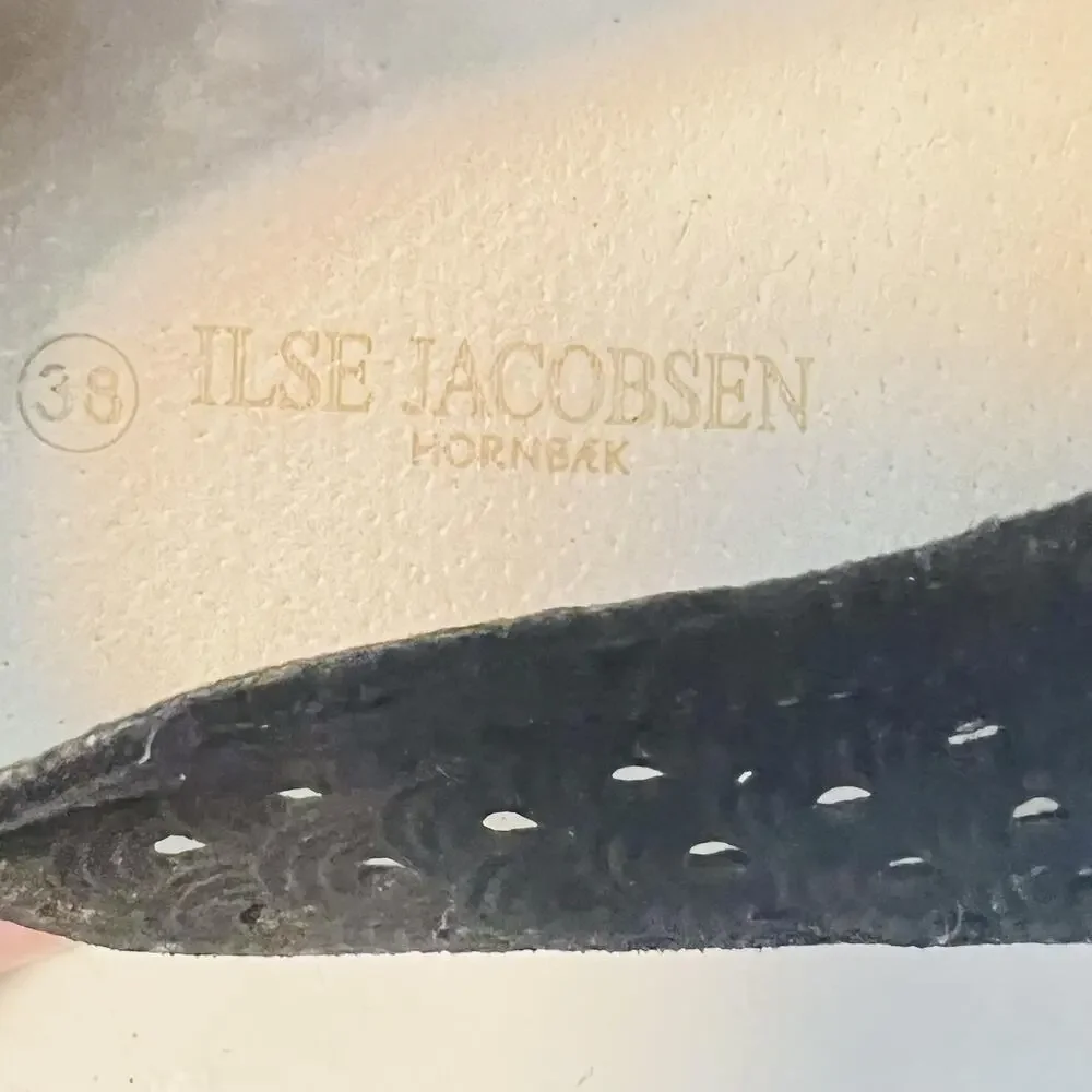 Ilse Jacobsen Shoes Womens 7.5 Black Microfiber Tulip Perforated Flats Slip On
